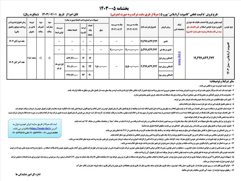 طرح فروش نقدی و اقساطی کامیونت آرنا پلاس ایران‌خودرو دیزل